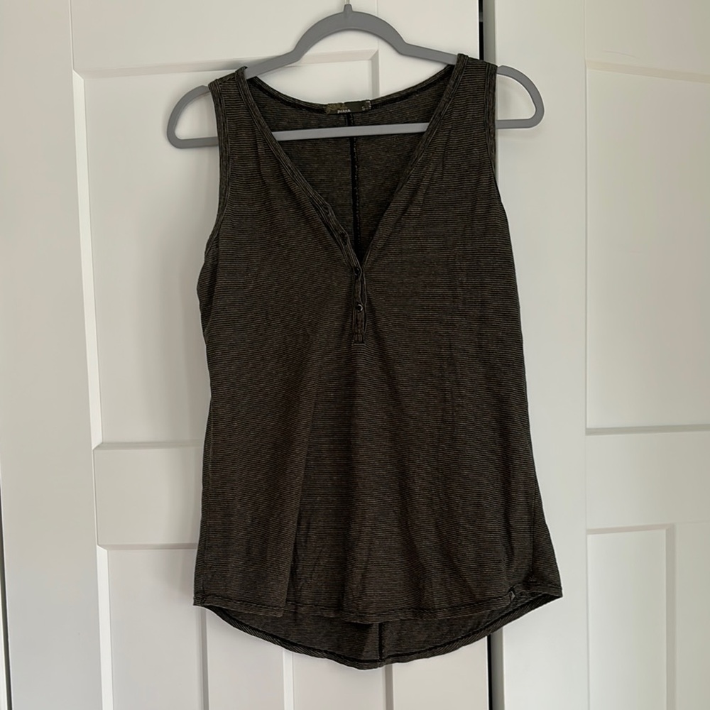 Prana Cozy Up Henley Tank Green/Black